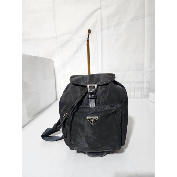Authentic PRADA Vintage Tessuto Nylon Vela Cinch Backpack Black - Picture 1 of 13